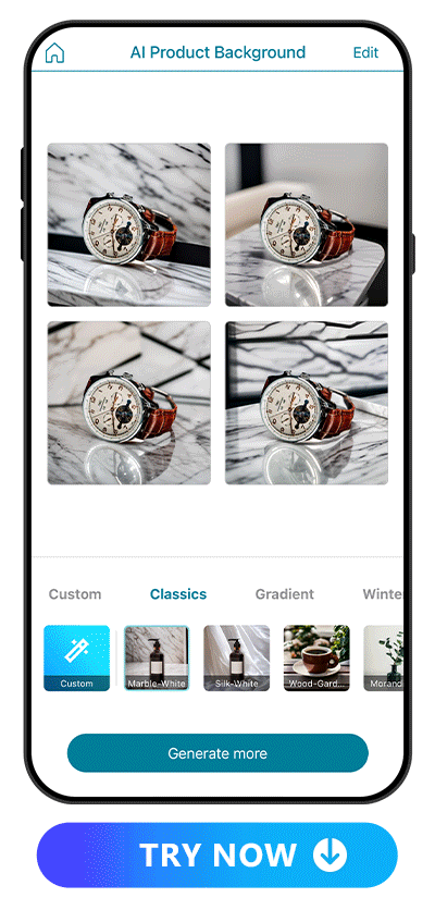 generate product background of a watch with Promeo's AI product background feature